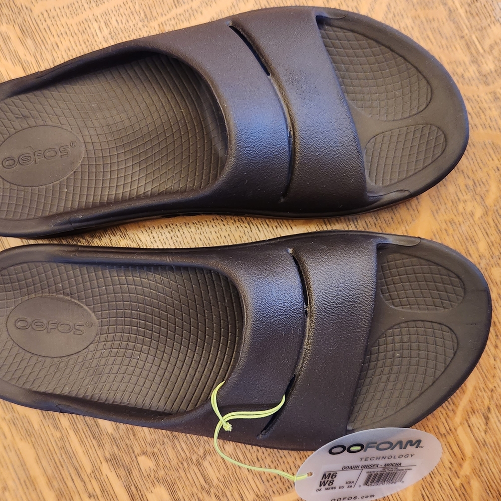 OOFOS Brown Slide Sandals